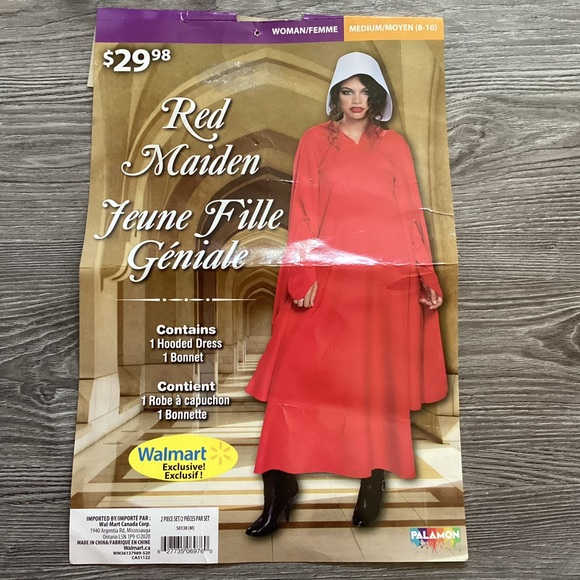 Red Handmaiden Costume - sz M - Picture 1 of 6